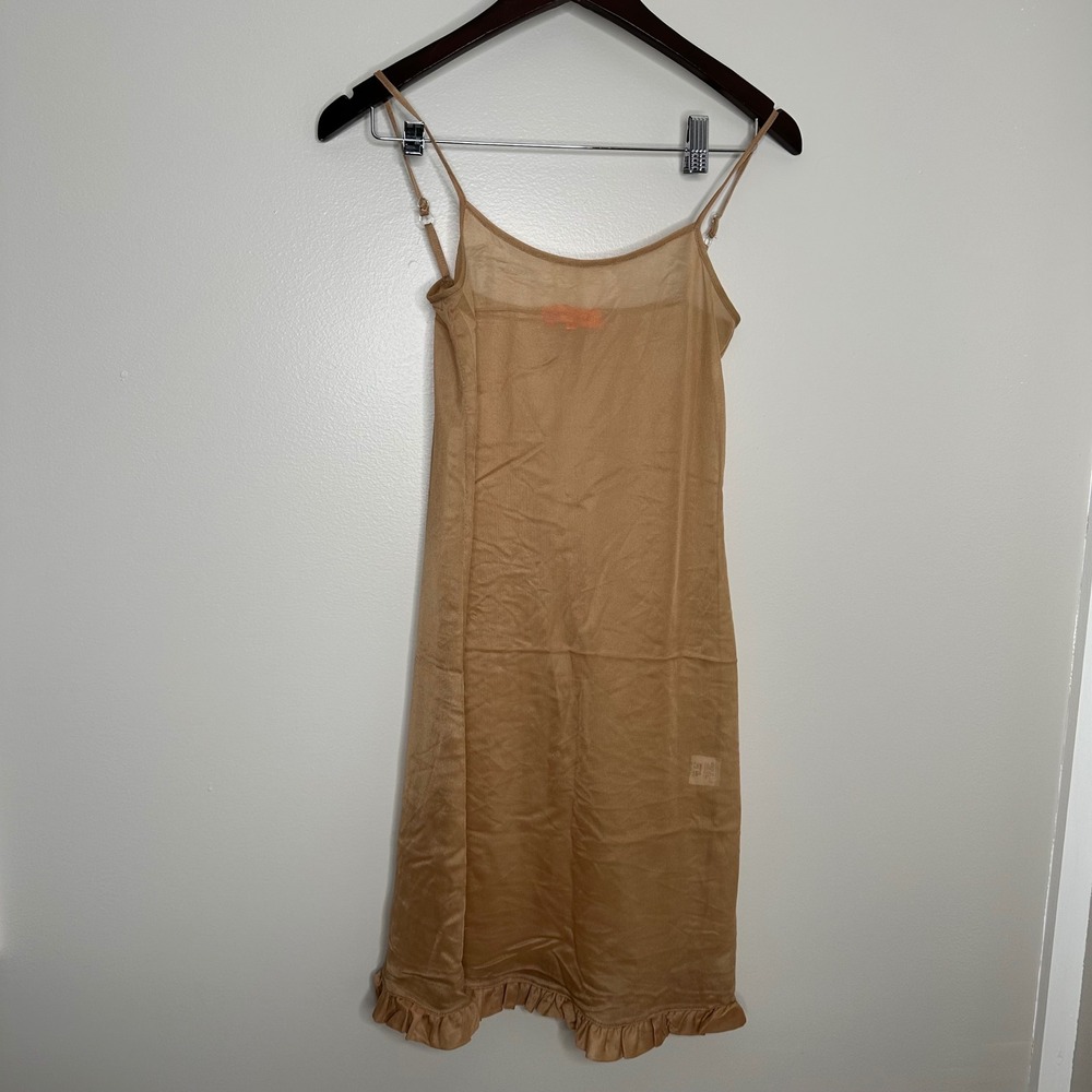 Antoine &‎ Lili Women's APACHE Slip Dress Sheer Ruffle Hem Tan Size 2